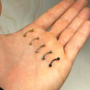 5 Pcs 16G Curved Barbell Eyebrow Rings Earring Hoop Body Piercing Jewelry